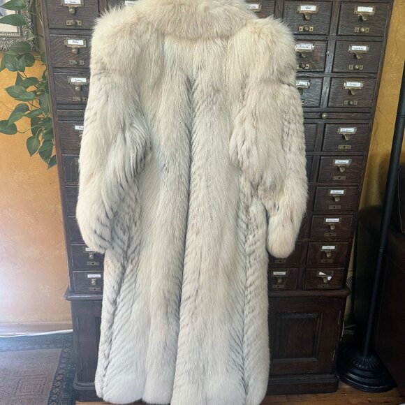 Full Length Genuine Fox Fur Coat Size 10 (8 - 13)  Arctic Golden Isle Fox - Picture 10 of 15